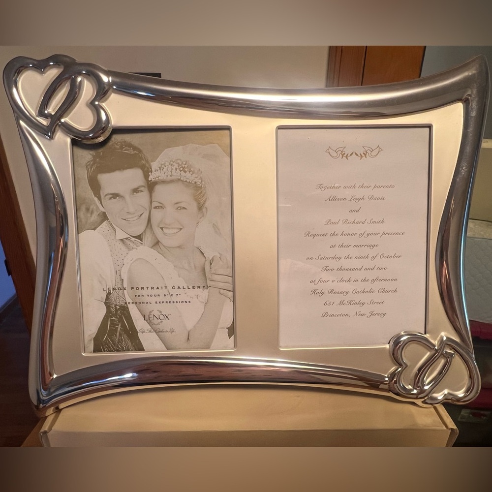 Lenox Silver Double Heart Picture Frame